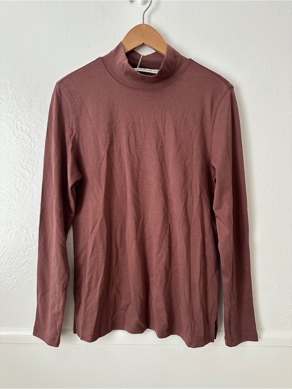 NEW Peruvian Connection Cotton Long sleeve Turtleneck Mauve Top Medium